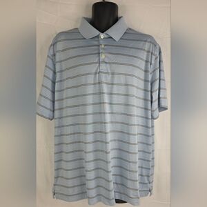 Walter Hagen Men's Light Blue Striped Polo Golf Shirt Size XXL CE3253